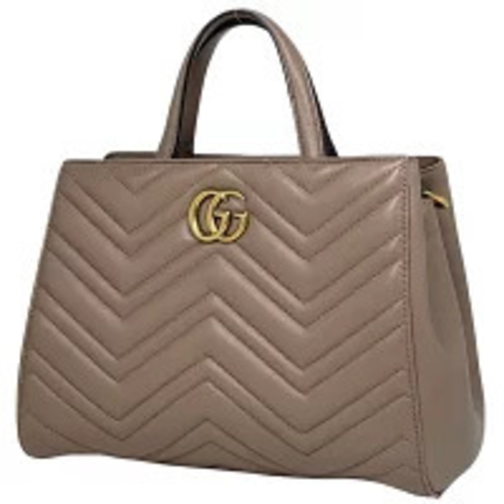 Gucci GG Marmont 2way Shoulder Bag Quilted Double GG Leather Pink Brown